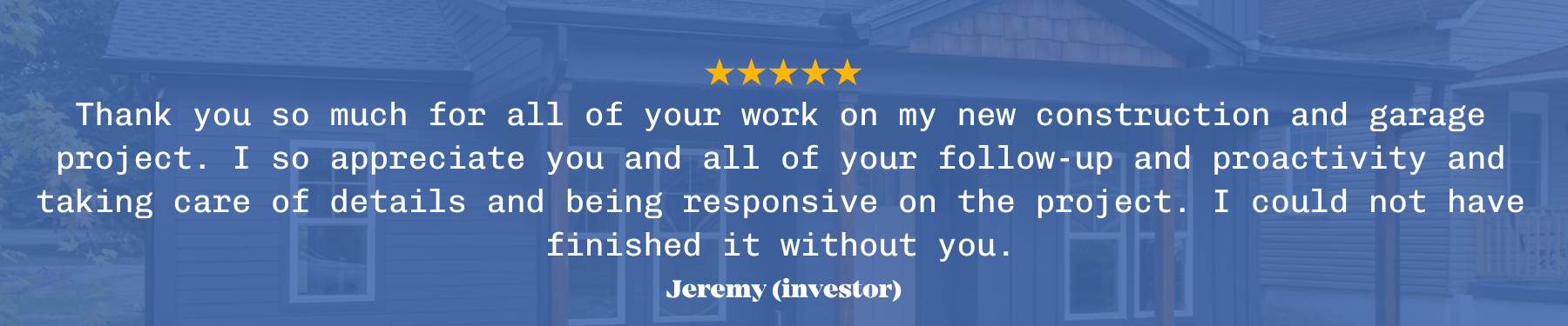 Positive customer review for BuildCo7, custom home builder in East Nashville, TN
